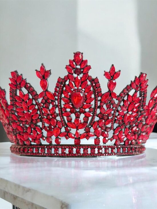 black crown, red crystal crown, gothic headpiece, Halloween costume, cosplay main image 5